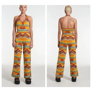 NWT Milk It SaharaJumpsuit Desert Knit  HAlterneck Jumpsuit All Cotton 16
